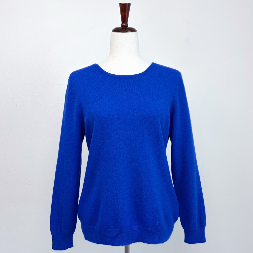 Charter Club Macy's Cobalt Blue 100% Cashmere Knit Long Sleeve Sweater LARGE